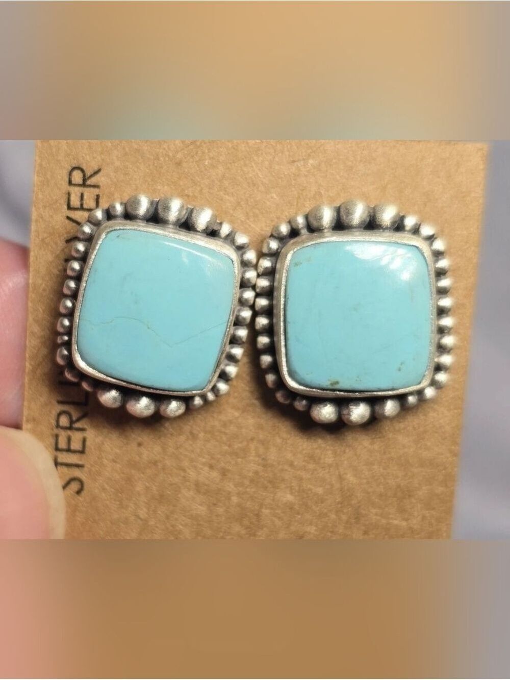 Number 8 Turquoise Southwestern Sterling Silver Studs